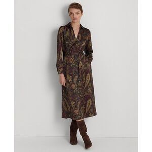 Lauren Ralph Lauren Paisley Charmeuse Midi Dress Size 12